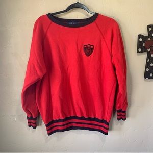 Men’s Polo Ralph Lauren Red Black Crewneck Sweater Sz Medium Preppy